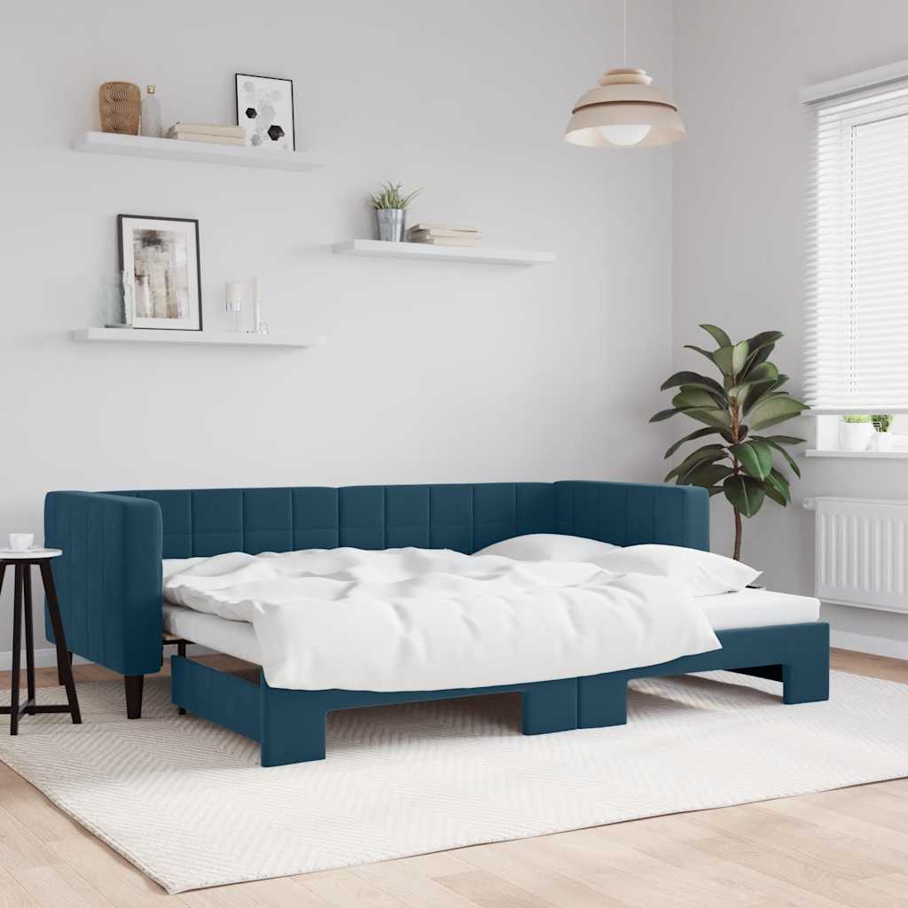 Sofá cama nido con colchón terciopelo verde oscuro 90x200 cm
