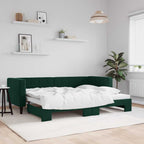 Sofá cama nido con colchón terciopelo verde oscuro 90x200 cm