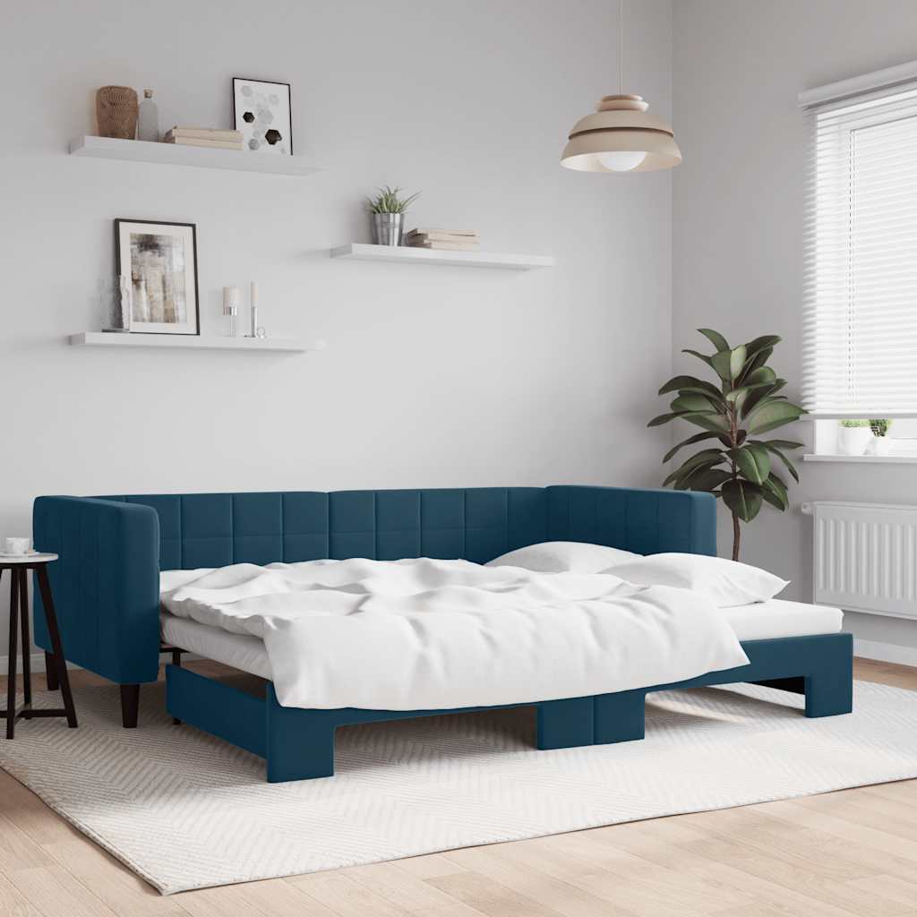 Sofá cama nido con colchón terciopelo verde oscuro 90x200 cm