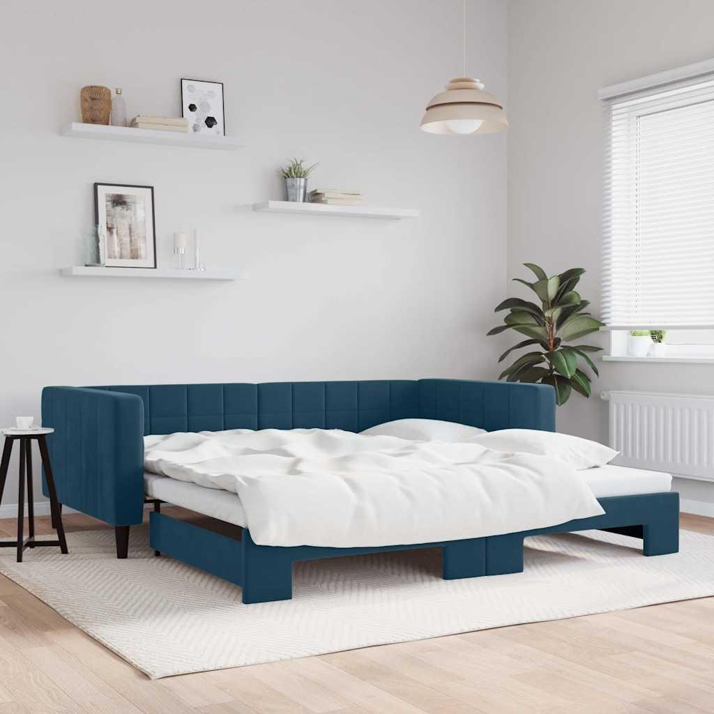 Sofá cama nido con colchón terciopelo verde oscuro 90x200 cm