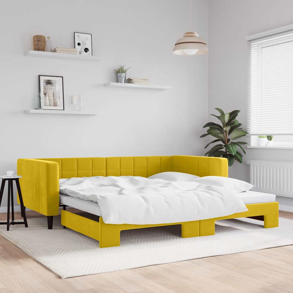 Sofá cama nido con colchón terciopelo verde oscuro 90x200 cm