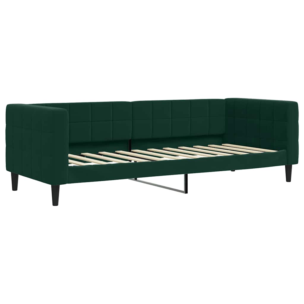 Sofá cama nido con colchón terciopelo verde oscuro 80x200 cm