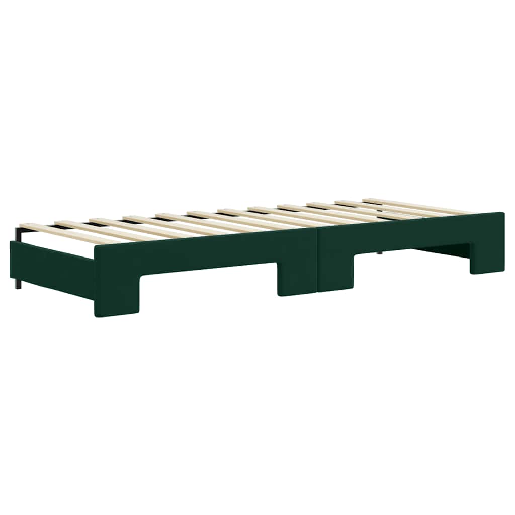 Sofá cama nido con colchón terciopelo verde oscuro 80x200 cm