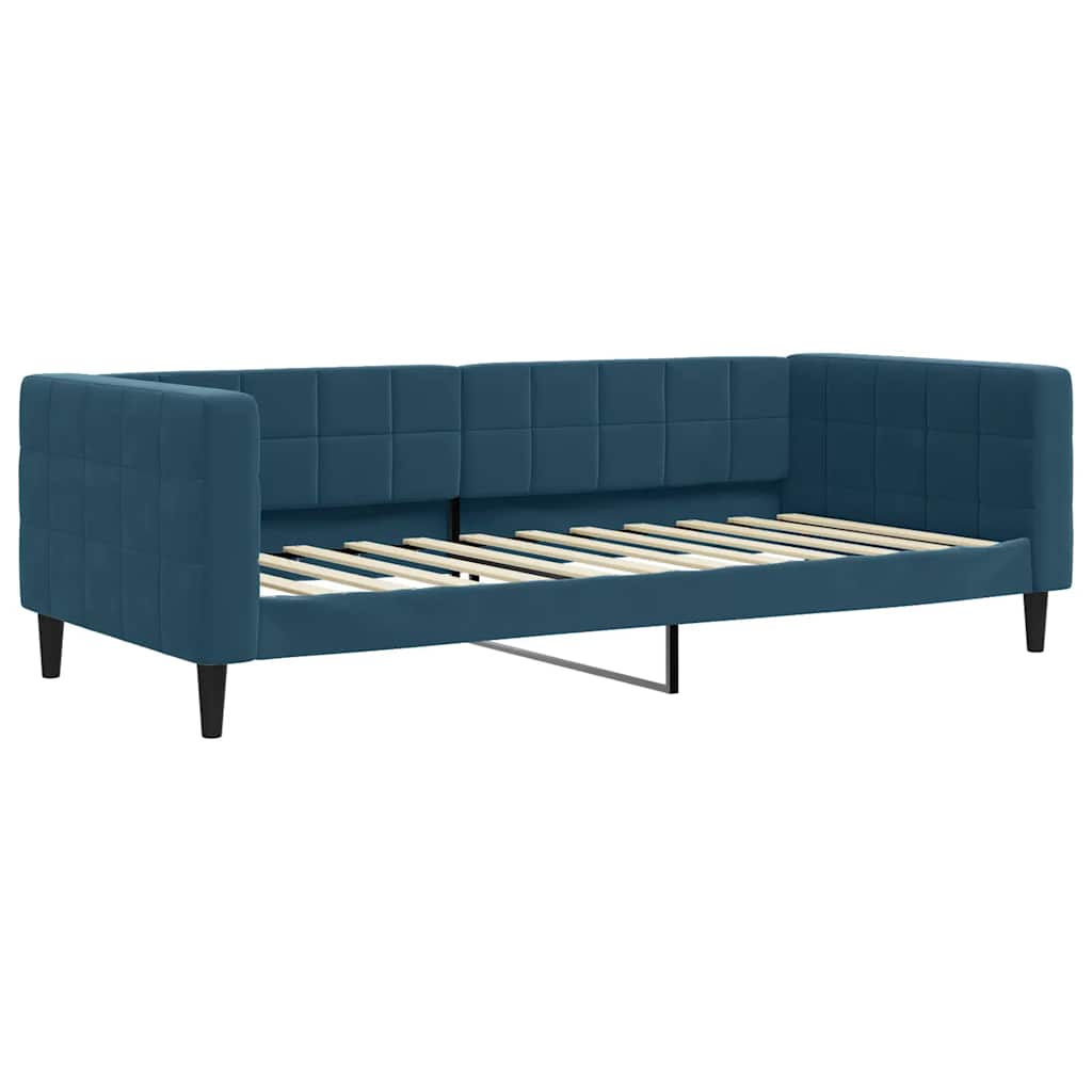 Sofá cama nido con colchón terciopelo azul 90x200 cm