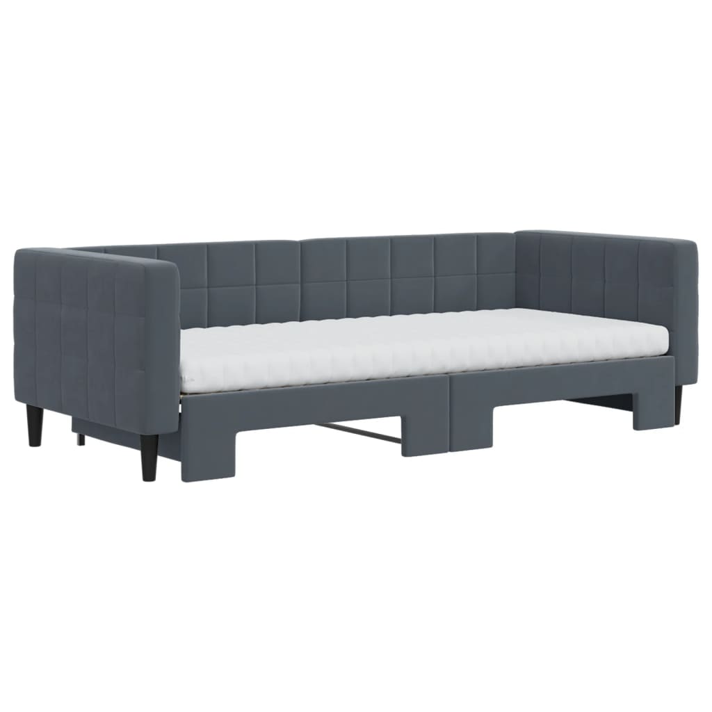 Sofá cama nido con colchón terciopelo gris oscuro 90x200 cm