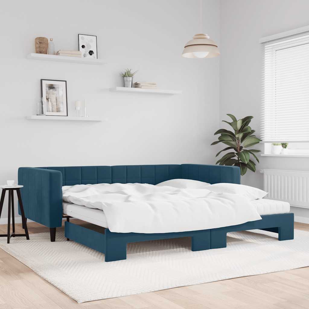Trundle sofa bed with yellow velvet mattress 100x200 cm