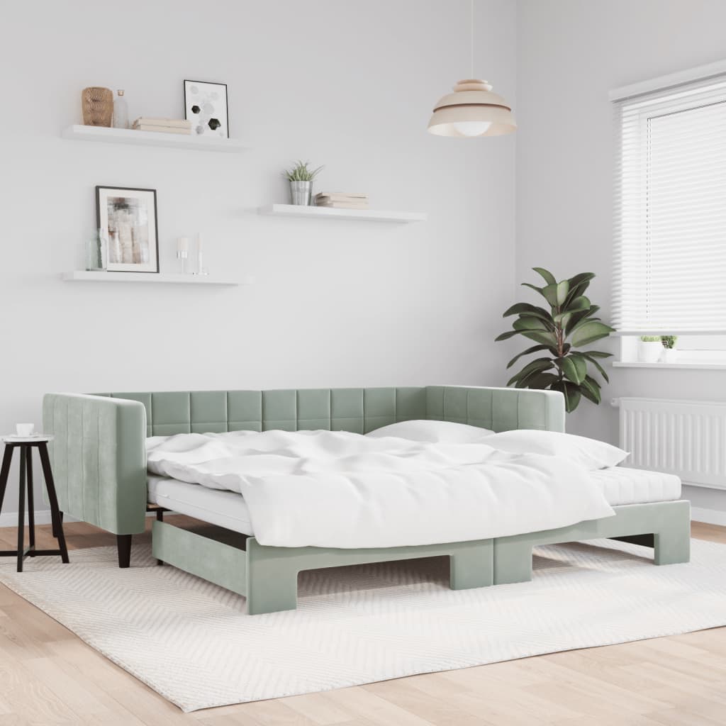 Sofá cama nido con colchón terciopelo azul 90x200 cm