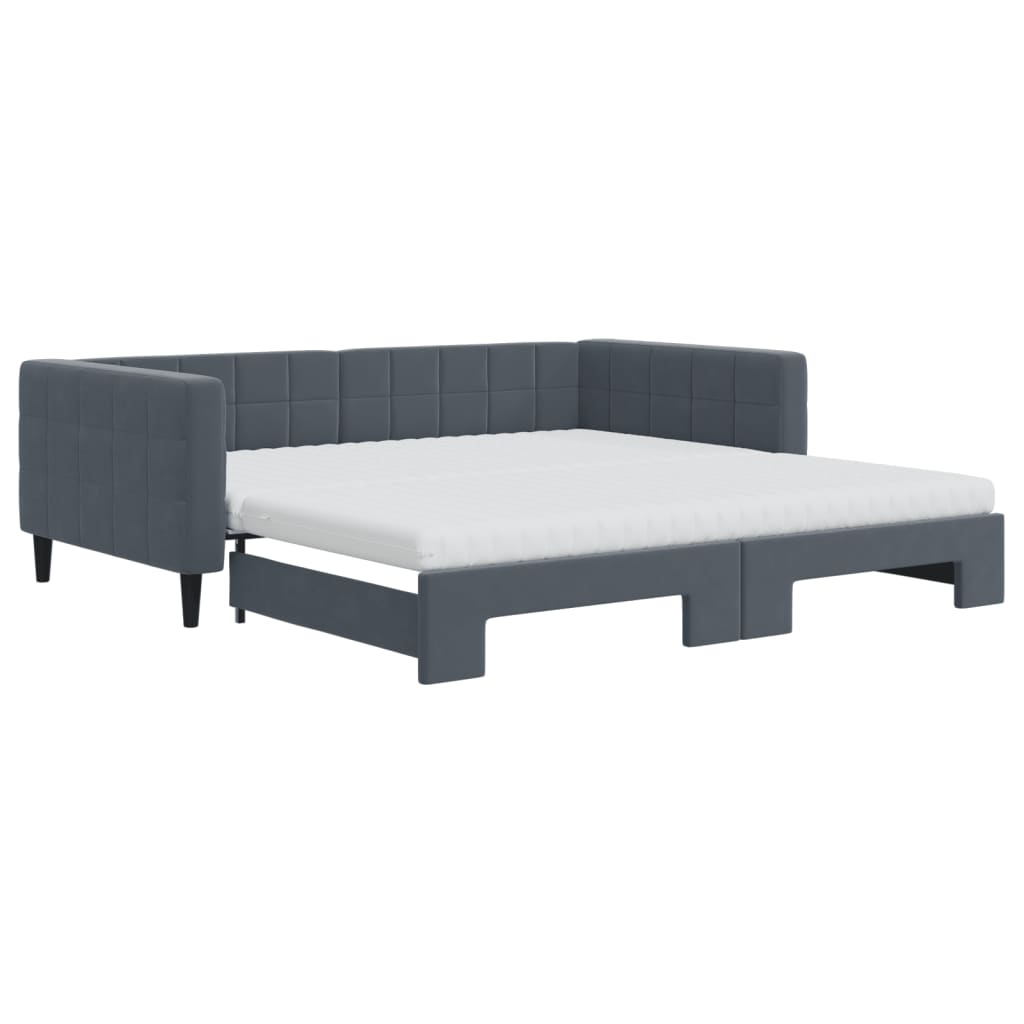 Sofá cama nido con colchón terciopelo gris oscuro 100x200 cm
