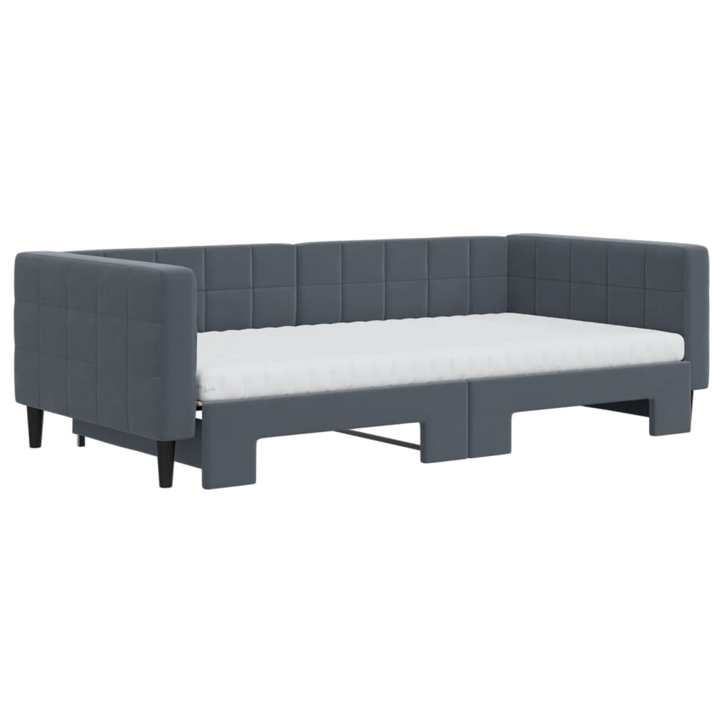 Sofá cama nido con colchón terciopelo gris oscuro 100x200 cm