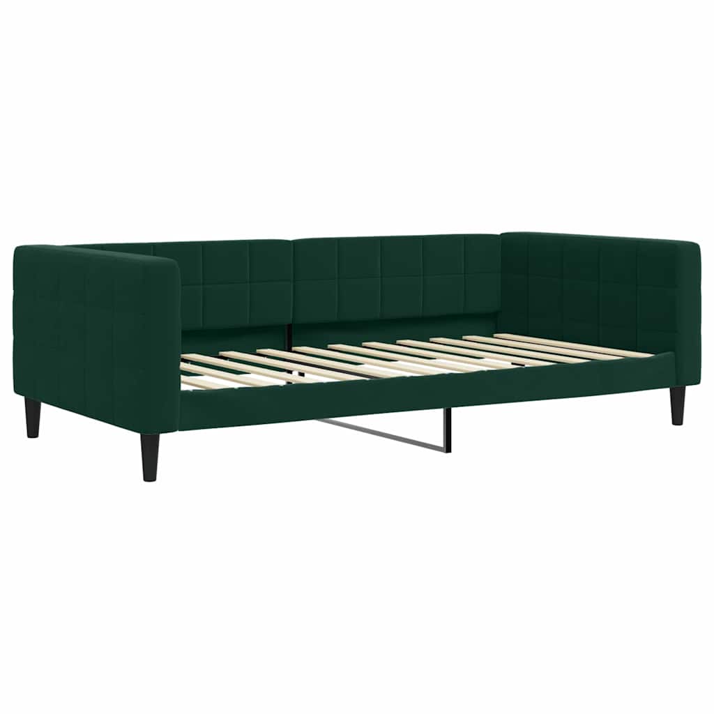 Sofá cama nido con colchón terciopelo verde oscuro 100x200 cm