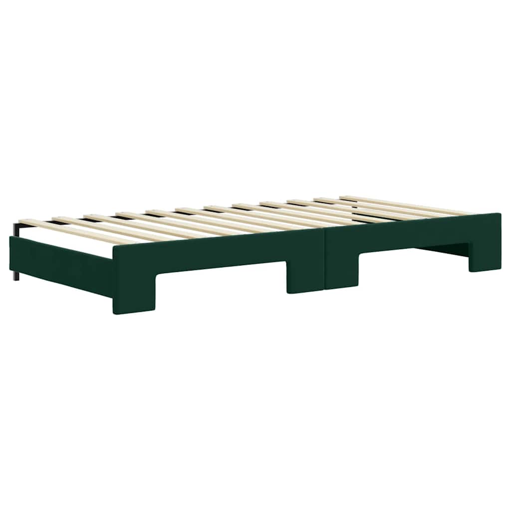 Sofá cama nido con colchón terciopelo verde oscuro 100x200 cm