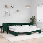 Sofá cama nido con colchón terciopelo verde oscuro 100x200 cm