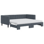 Sofá cama nido con colchón terciopelo gris oscuro 90x190 cm