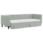 Sofá cama nido con cajones terciopelo gris claro 80x200 cm