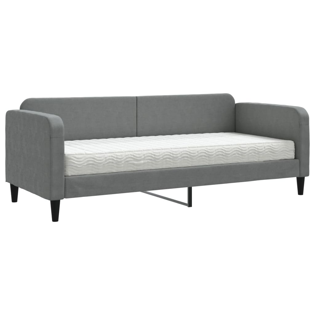 Sofá cama con colchón tela gris oscuro 80x200 cm