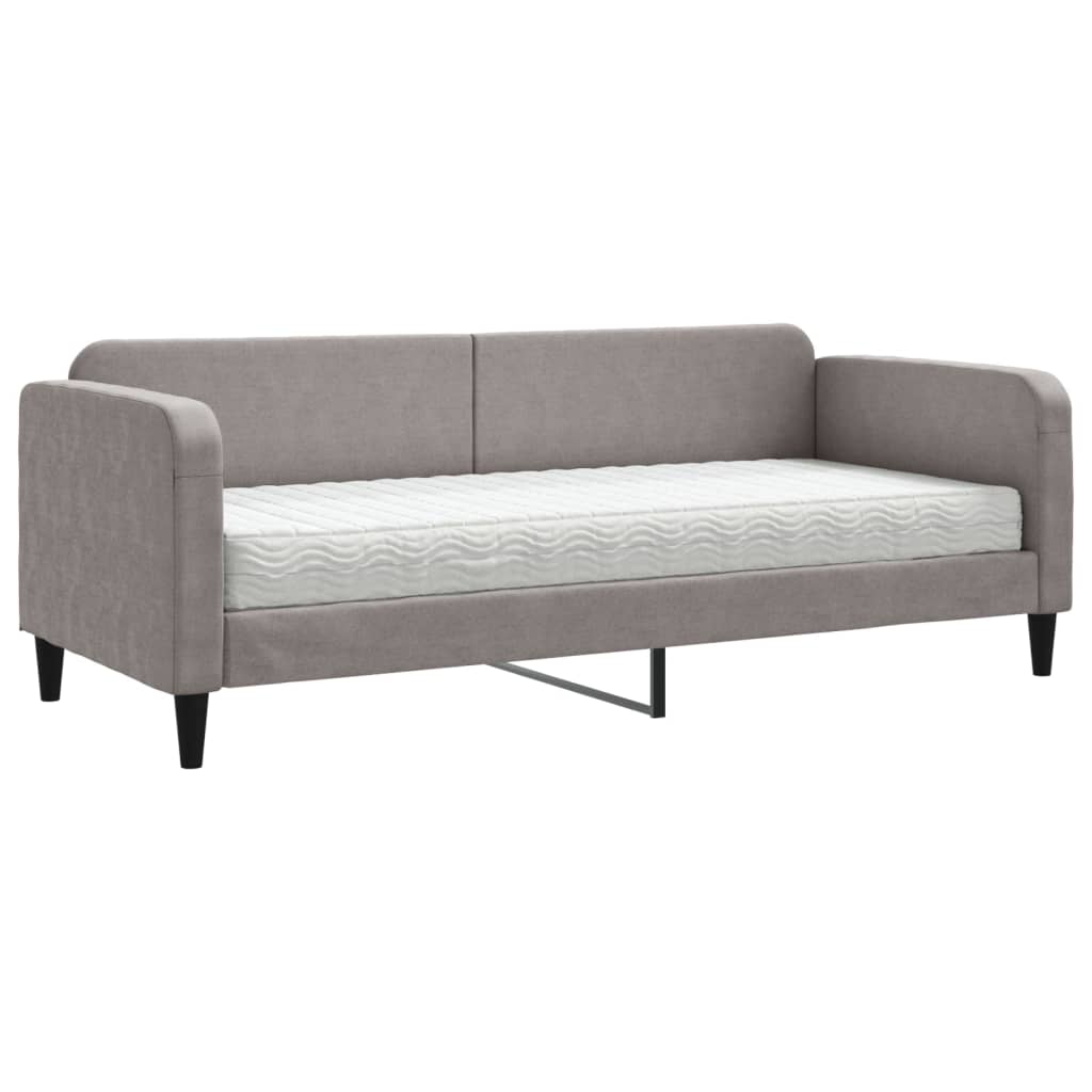 Sofá cama con colchón tela gris taupe 80x200 cm