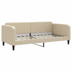 Sofá cama con colchón tela crema 90x200 cm
