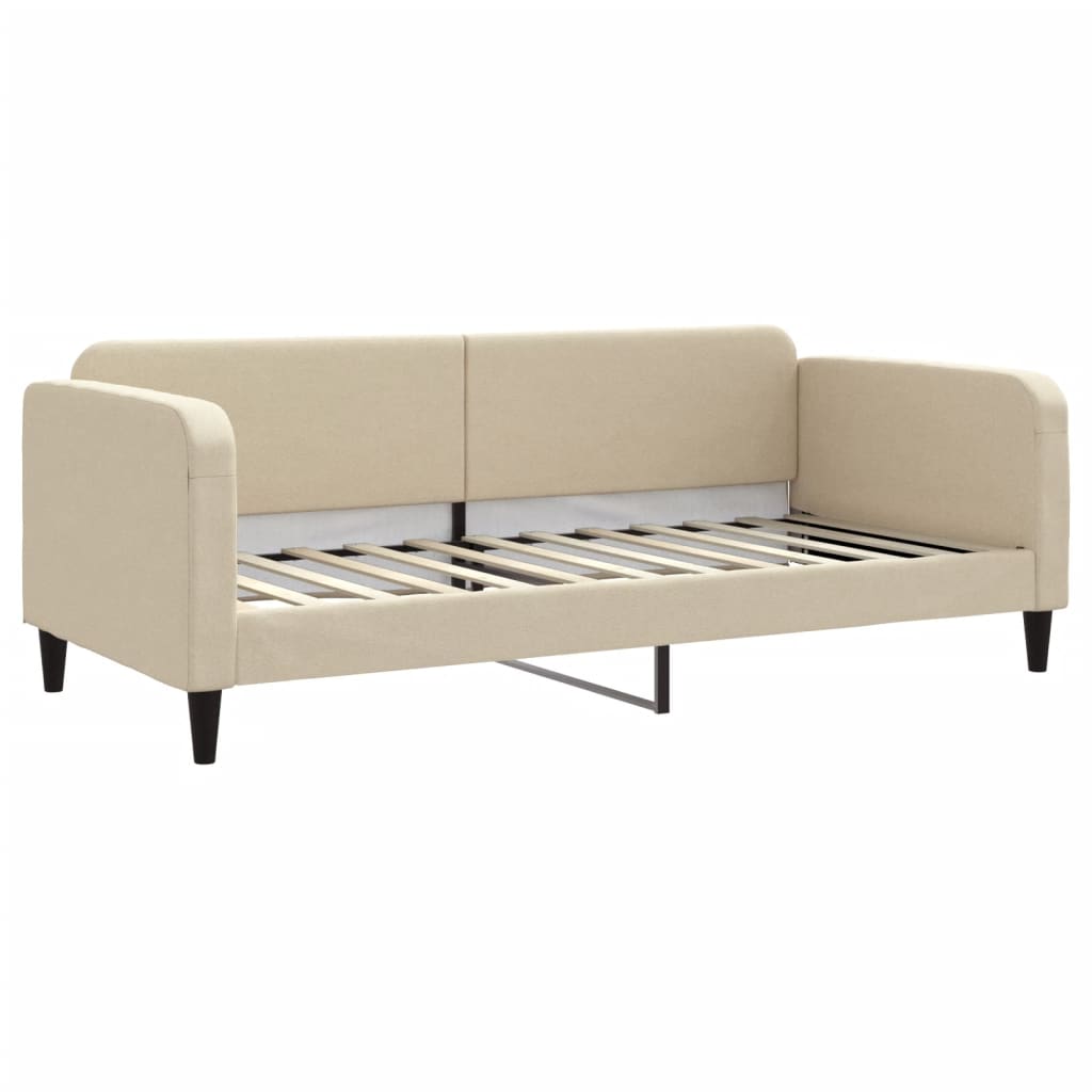 Sofá cama con colchón tela crema 90x200 cm