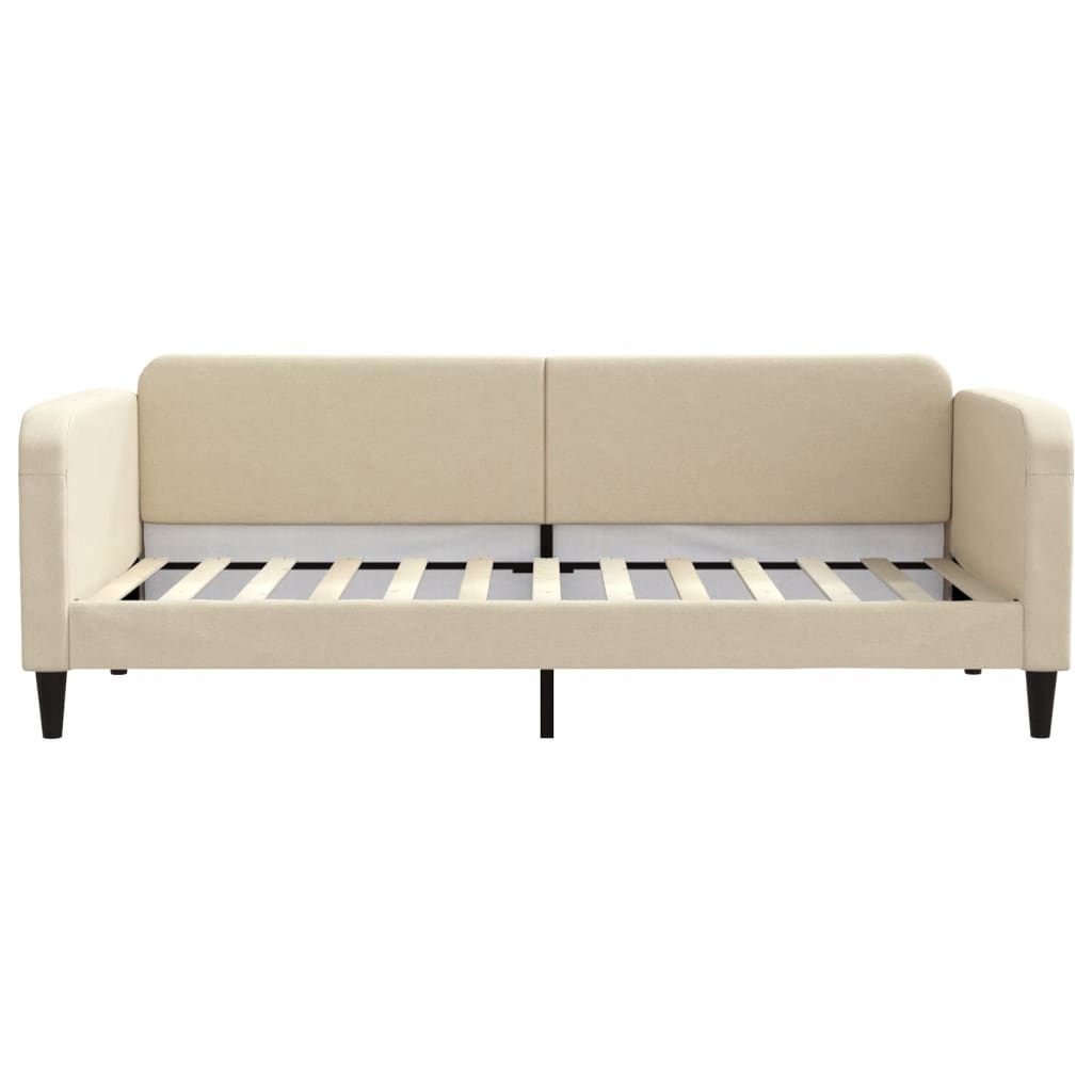 Sofá cama con colchón tela crema 90x200 cm