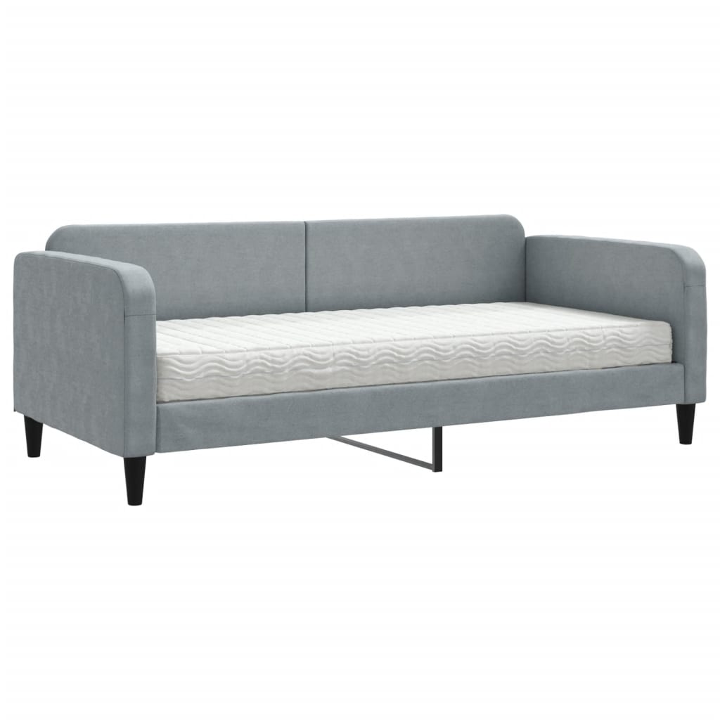 Sofá cama con colchón tela gris claro 90x190 cm