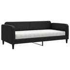 Sofá cama con colchón tela negro 90x190 cm