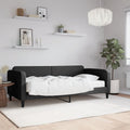 Sofá cama con colchón tela negro 90x190 cm