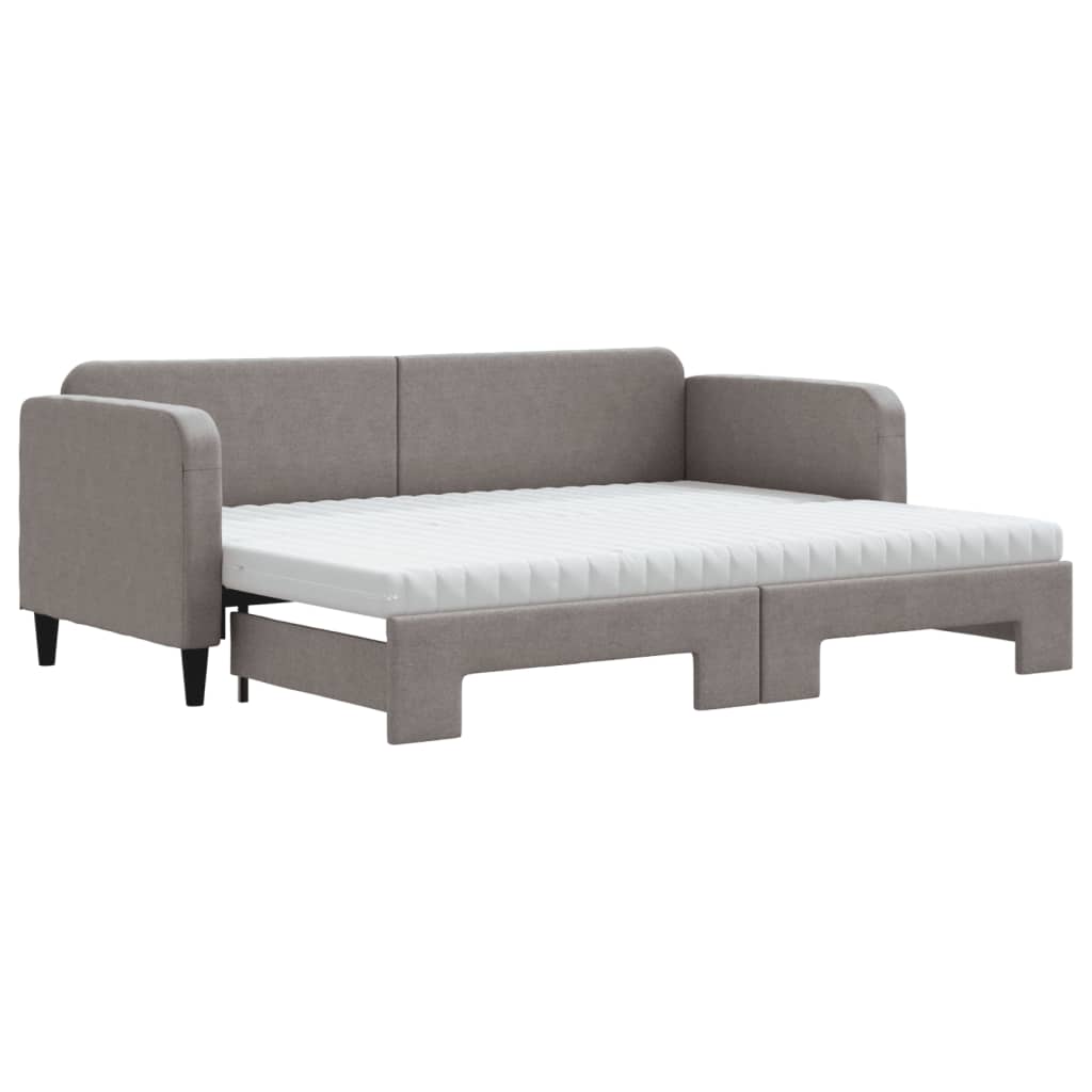 Sofá cama nido con colchón tela gris taupe 80x200 cm