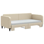 Sofá cama nido con colchón tela crema 90x200 cm