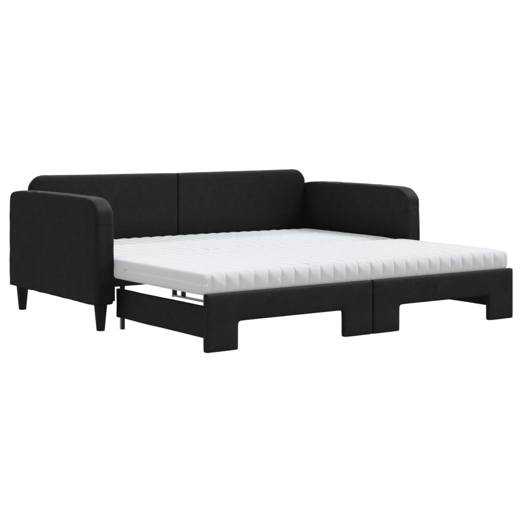 Sofá cama nido con colchón tela negro 100x200 cm