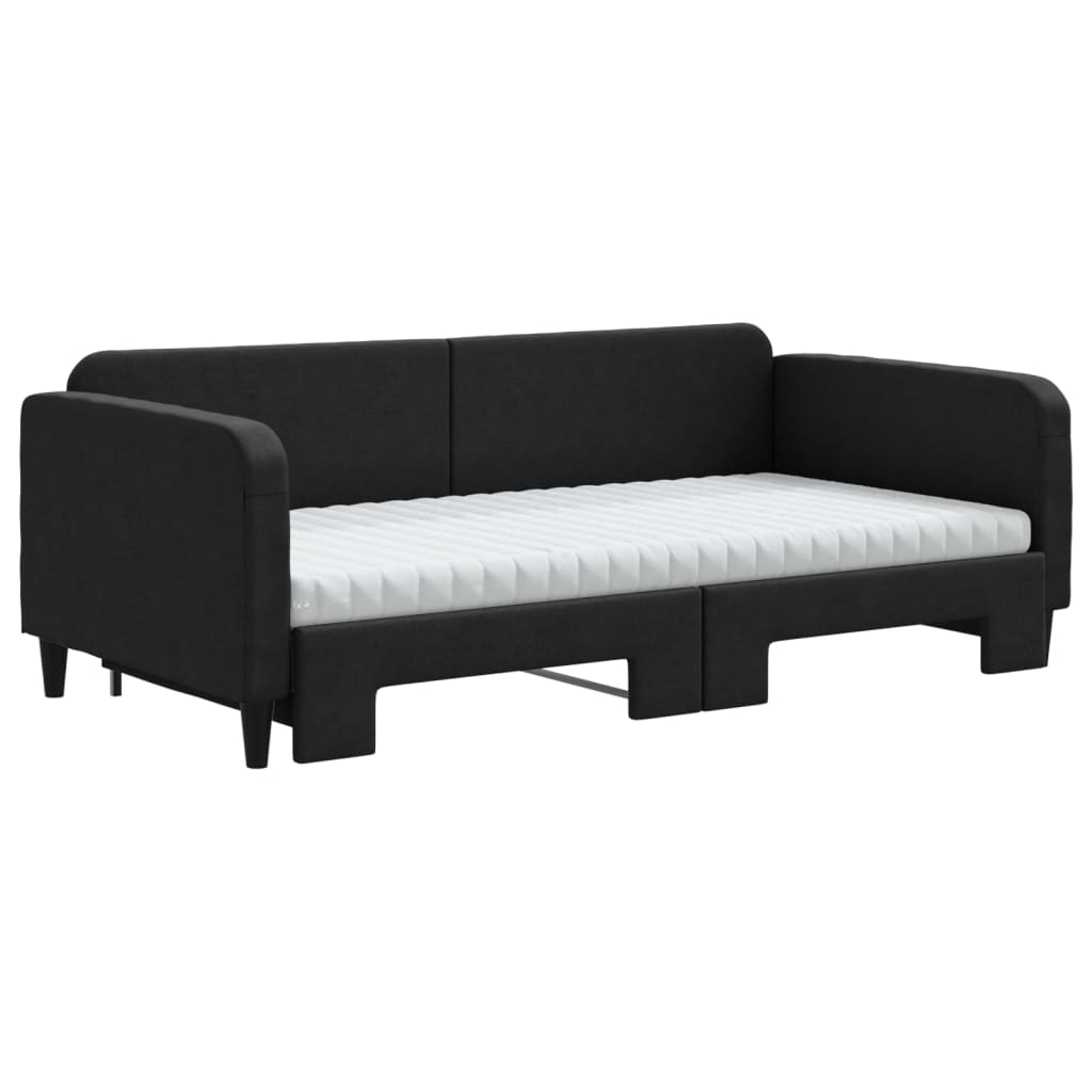 Sofá cama nido con colchón tela negro 100x200 cm