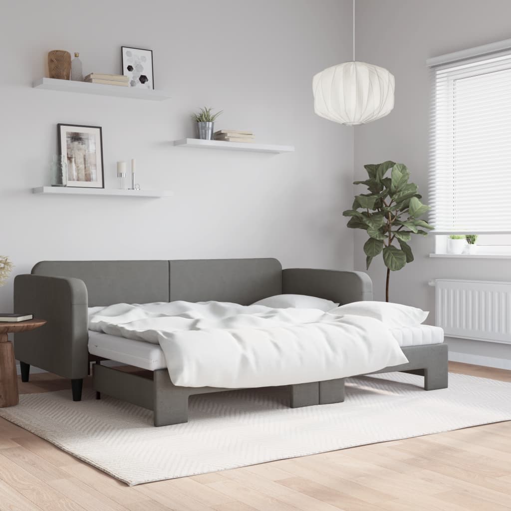 Sofá cama nido con colchón tela gris oscuro 90x190 cm