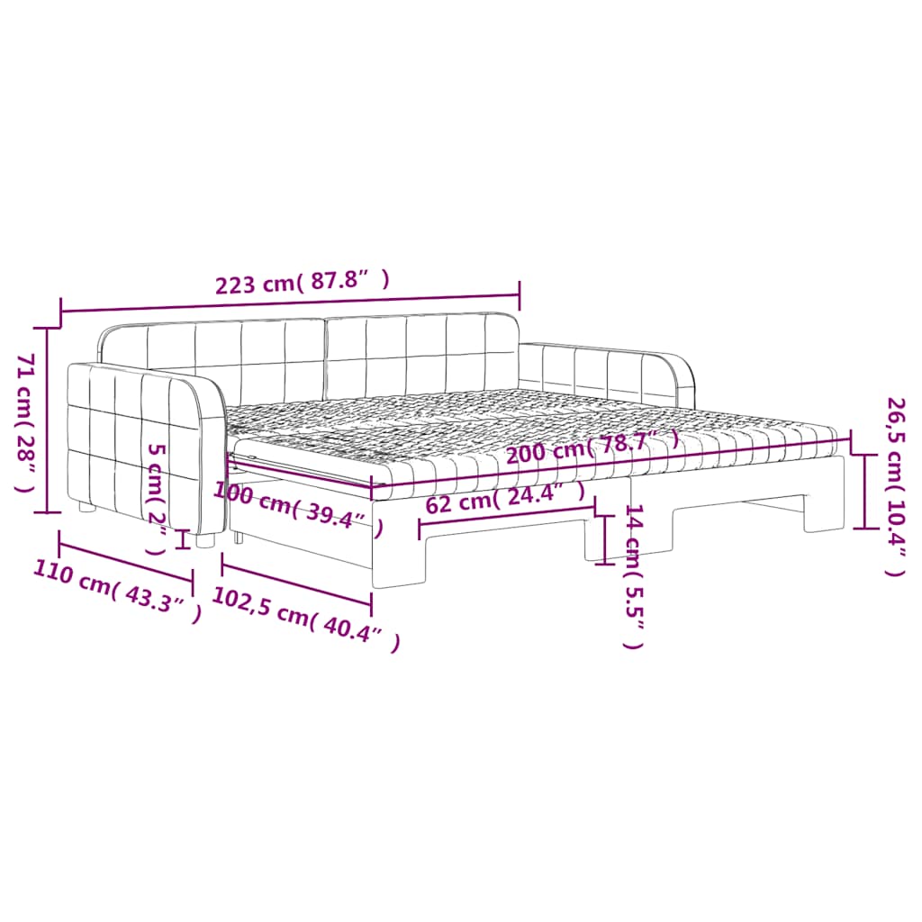 Sofá cama nido con colchón terciopelo azul 100x200 cm