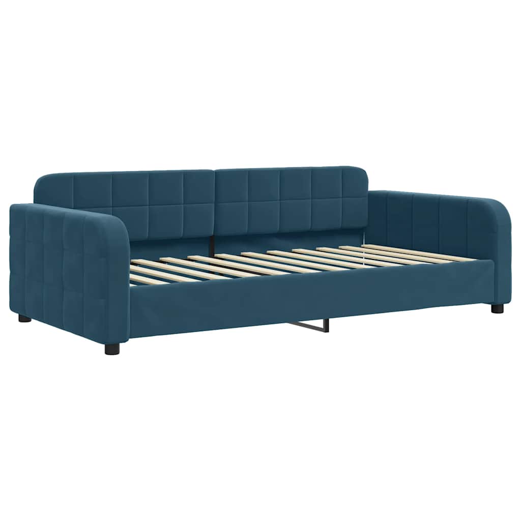 Sofá cama nido con colchón terciopelo azul 100x200 cm