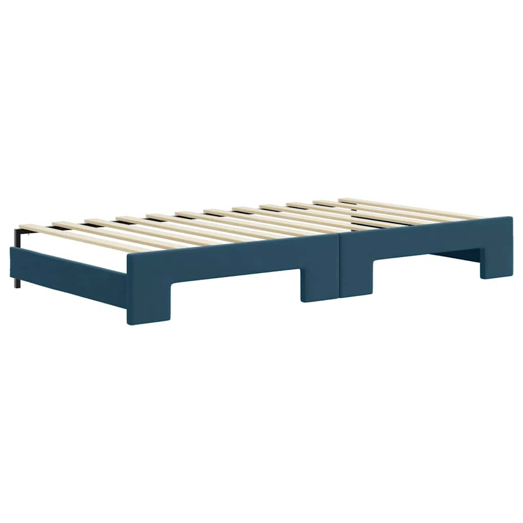 Sofá cama nido con colchón terciopelo azul 100x200 cm