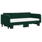 Sofá cama nido con colchón terciopelo verde oscuro 90x200 cm