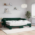 Sofá cama nido con colchón terciopelo verde oscuro 90x200 cm