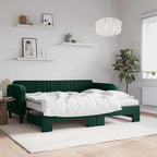 Sofá cama nido con colchón terciopelo verde oscuro 90x200 cm