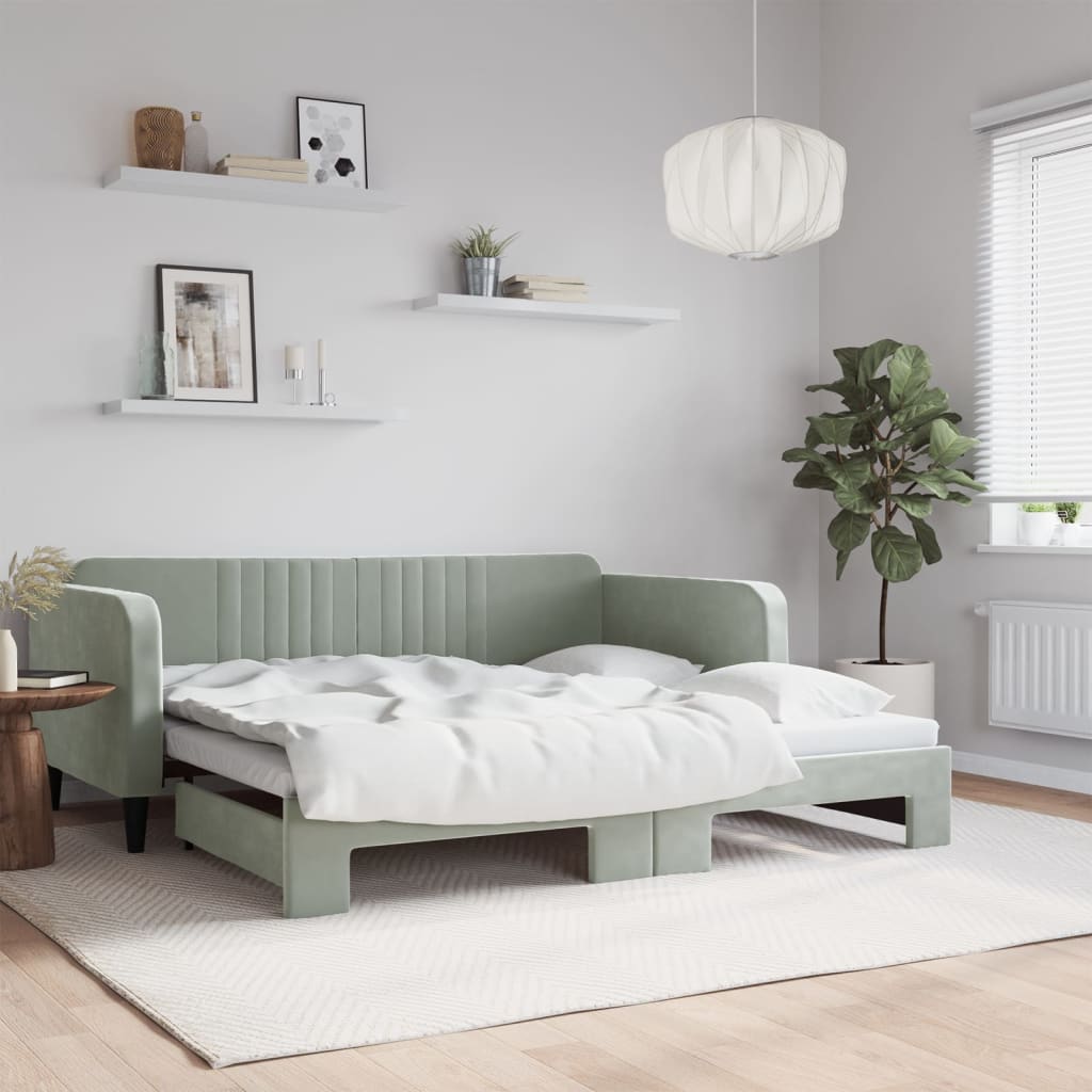 Sofá cama nido con colchón terciopelo verde oscuro 90x200 cm
