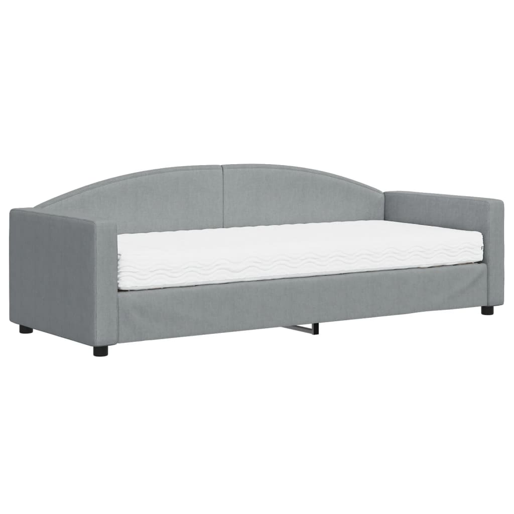 Sofá cama con colchón tela gris claro 80x200 cm