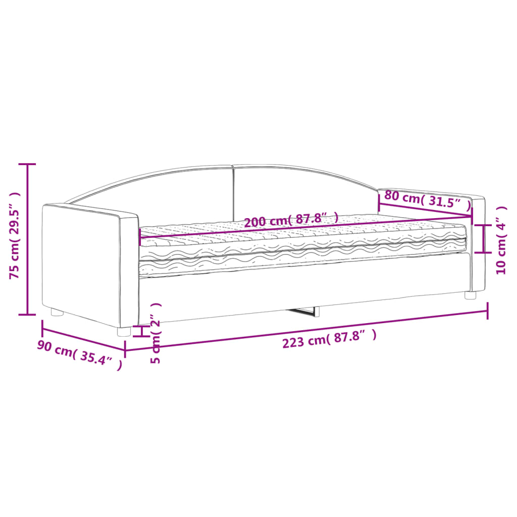 Sofá cama con colchón tela gris taupe 80x200 cm