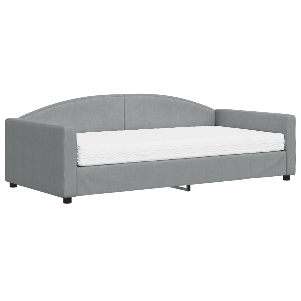 Sofá cama con colchón tela gris claro 100x200 cm