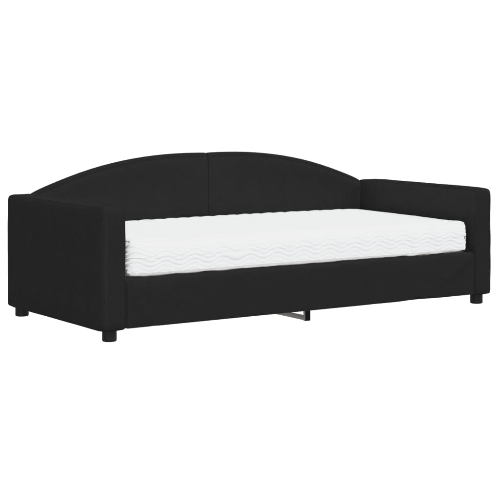 Sofá cama con colchón tela negro 90x190 cm
