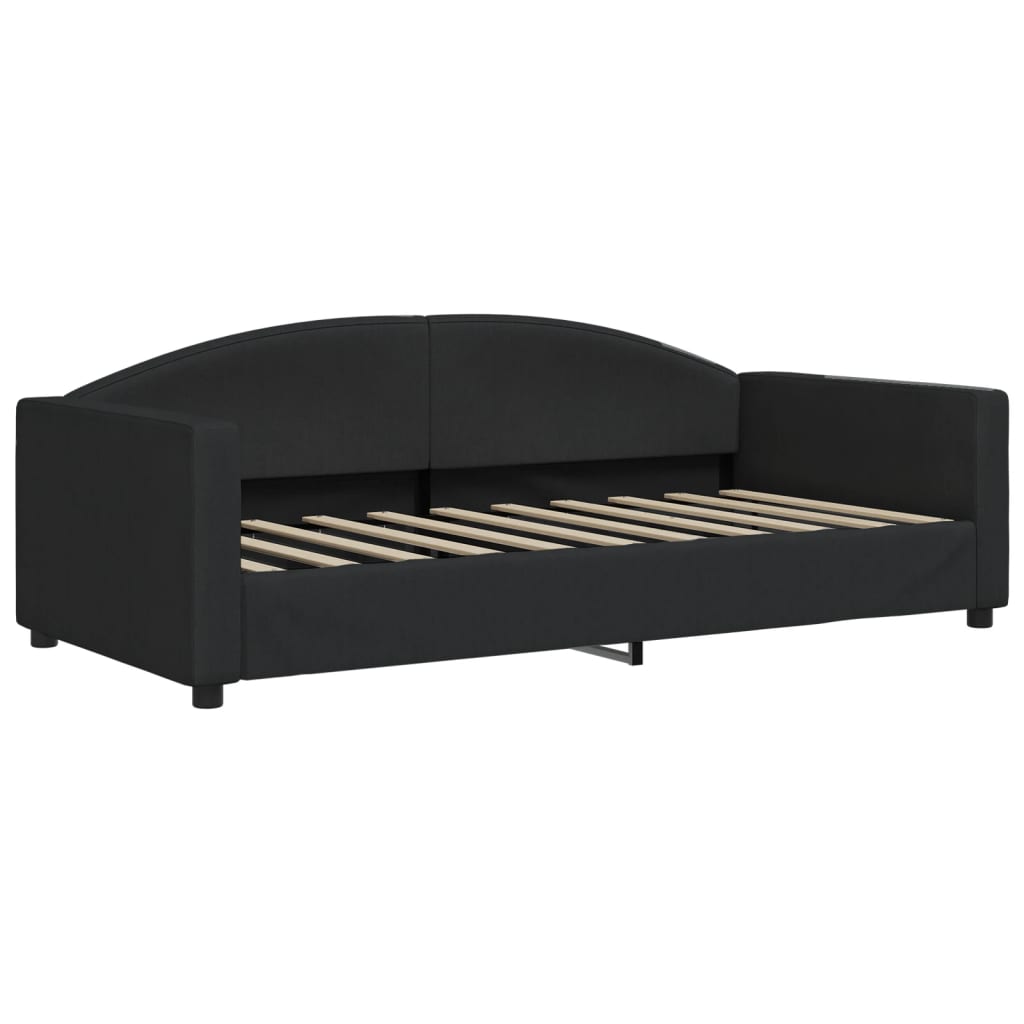 Sofá cama con colchón tela negro 90x190 cm