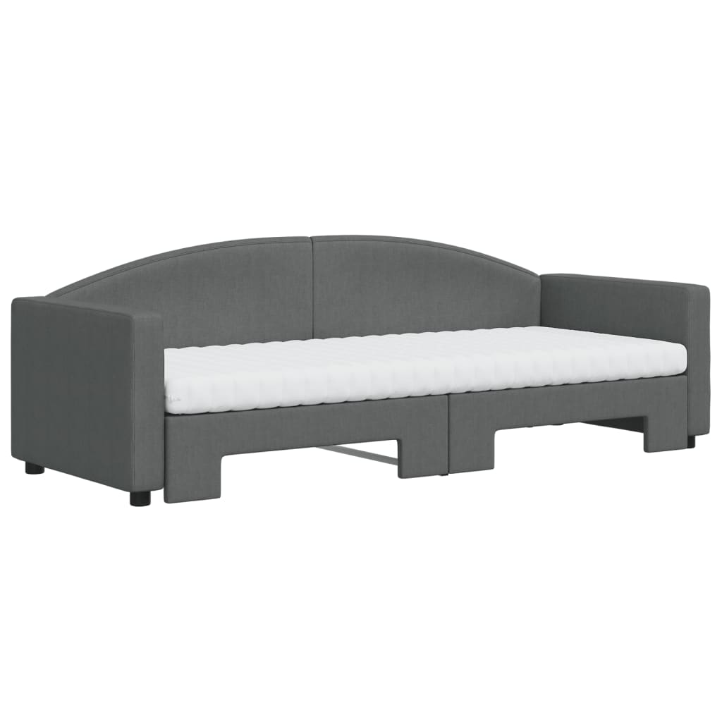 Sofá cama nido con colchón tela gris oscuro 80x200 cm