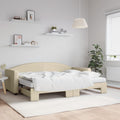 Sofá cama nido con colchón tela crema 80x200 cm