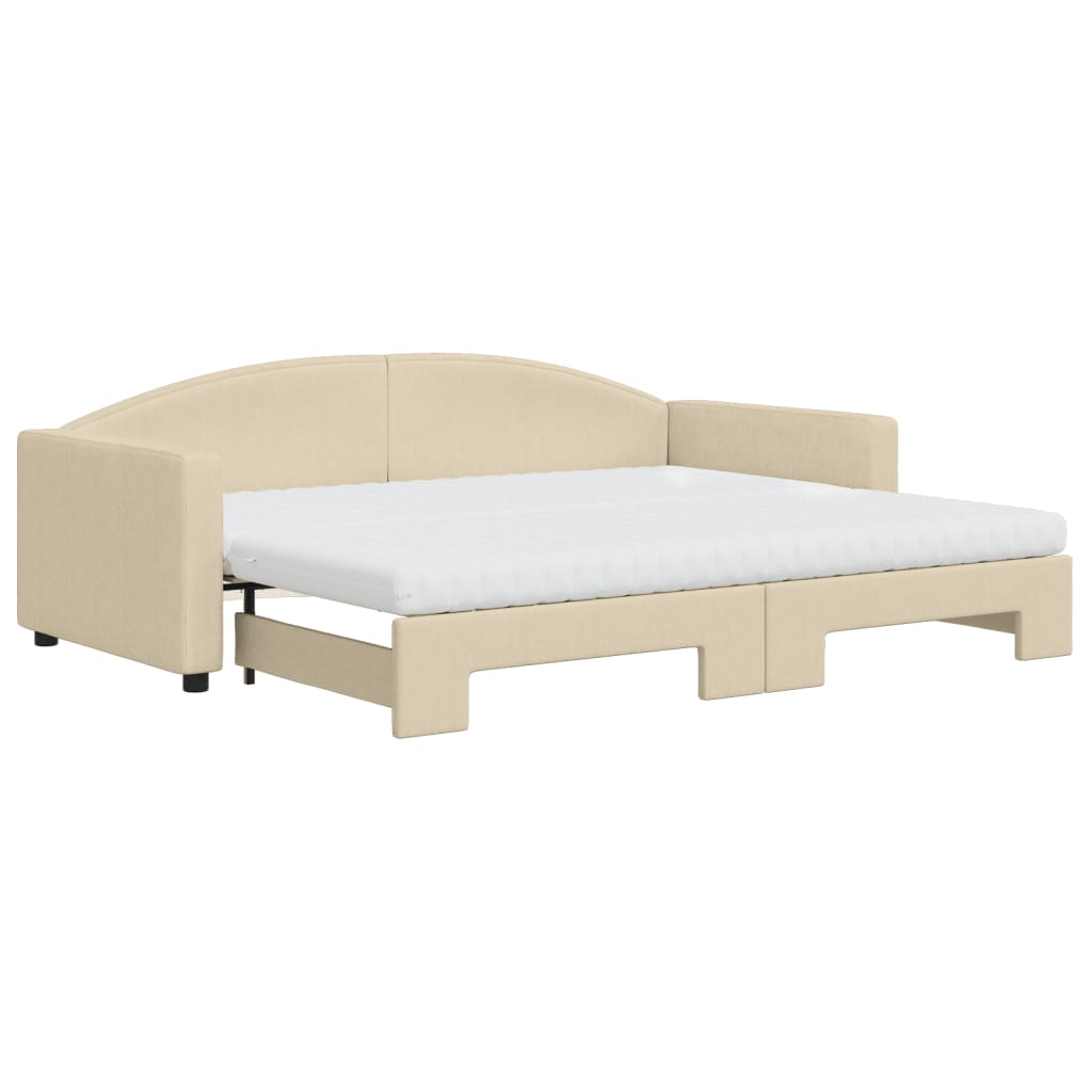 Sofá cama nido con colchón tela crema 90x200 cm