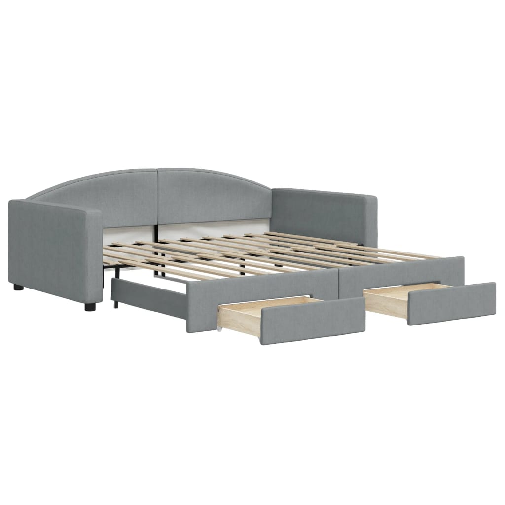 Sofá cama nido con cajones tela gris claro 100x190 cm