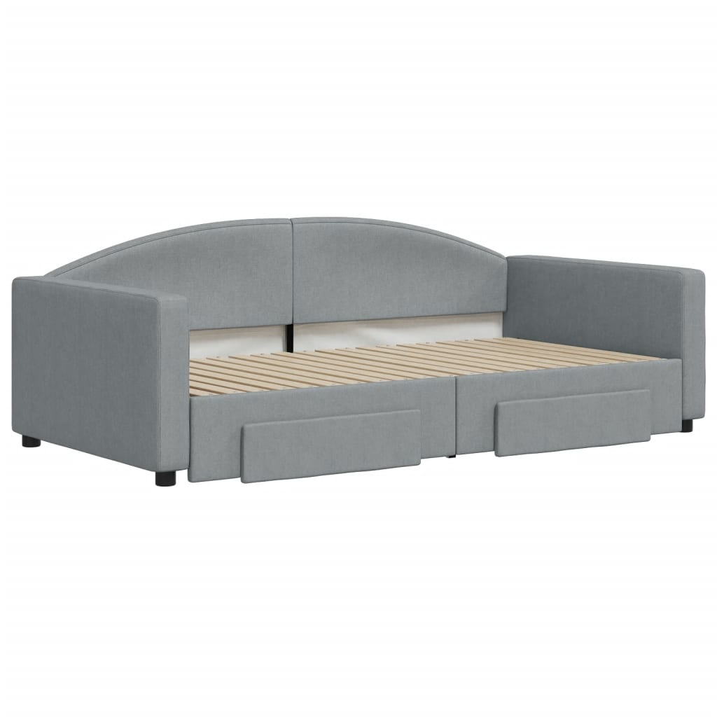 Sofá cama nido con cajones tela gris claro 100x190 cm