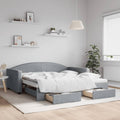 Sofá cama nido con cajones tela gris claro 100x190 cm
