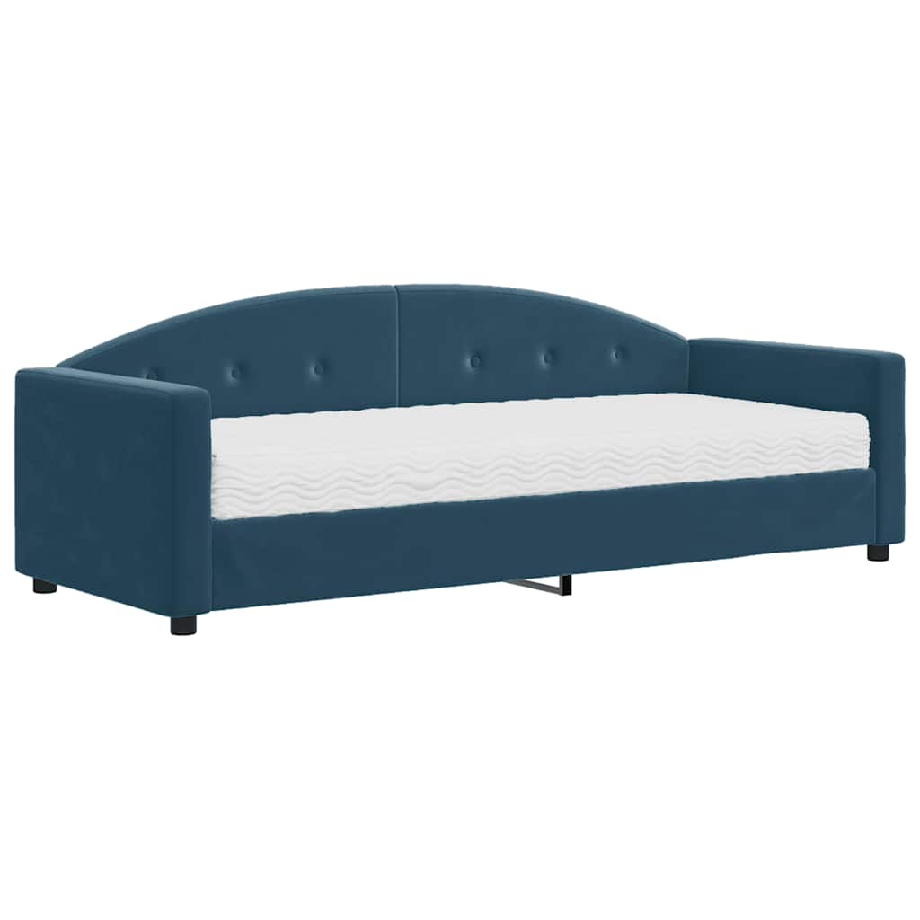 Sofá cama con colchón terciopelo azul 80x200 cm